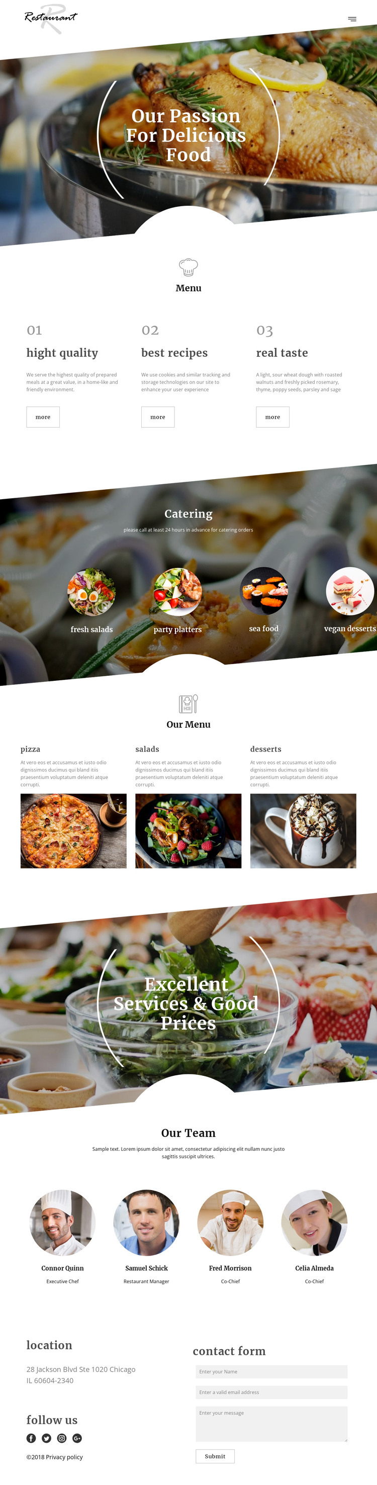 Delicious food restaurant CSS Template