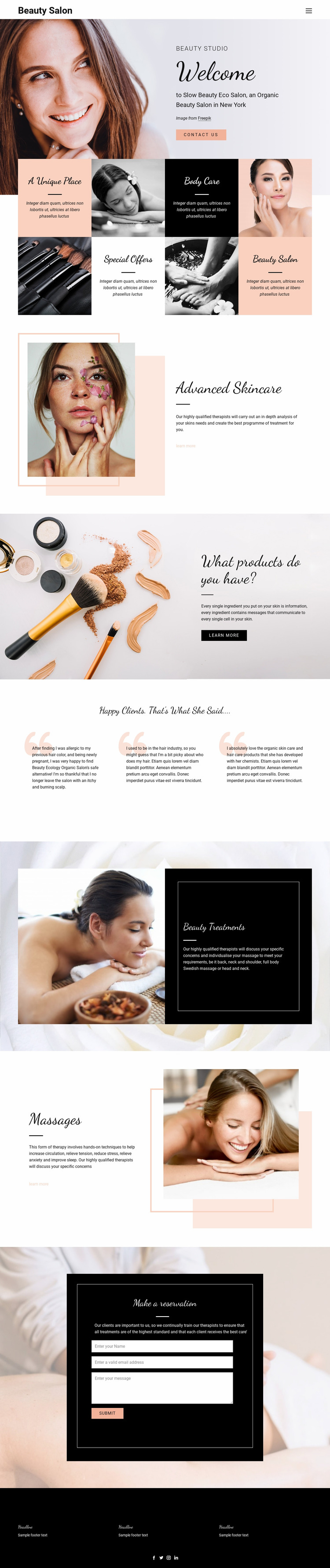 Beauty Salon Website Mockup