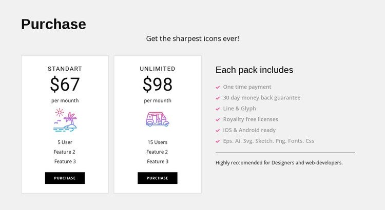 Pricing Table Wordpress Template