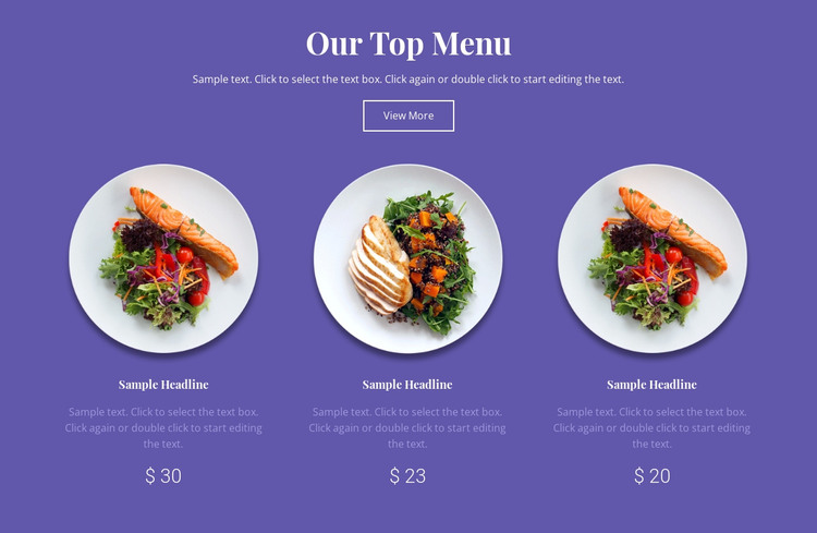 main menu html template